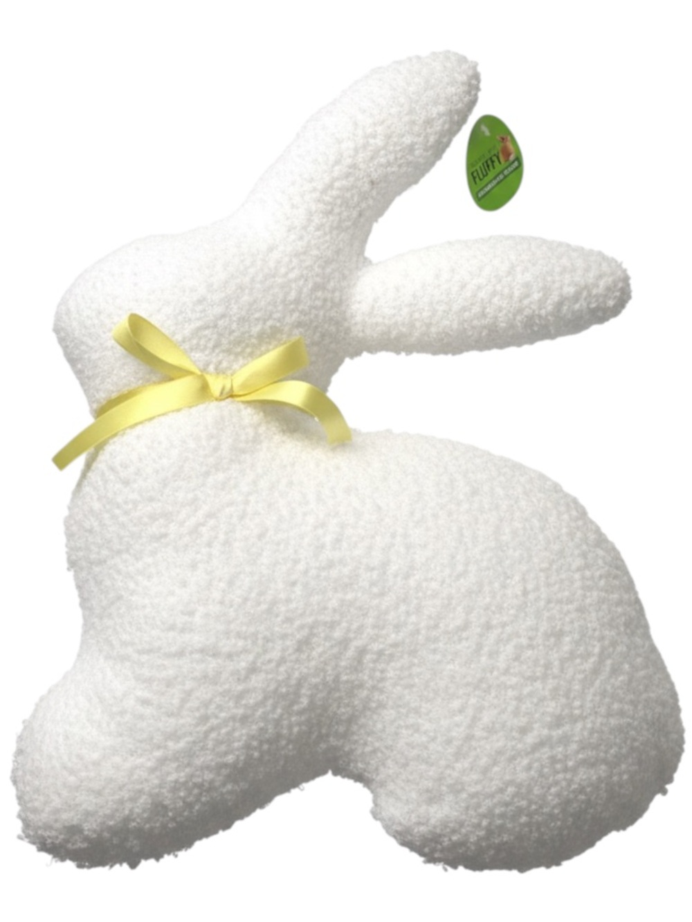 Happy Go Fluffy White Rabbit With Yellow Bow Decorative Pillow